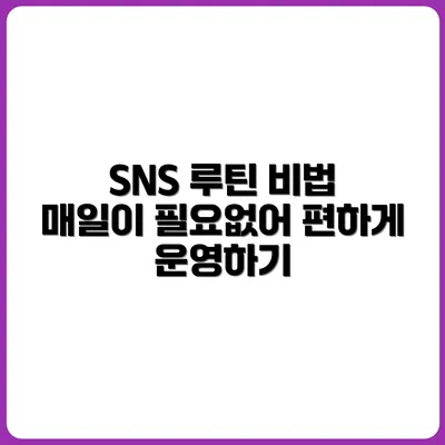 매일 업로드 안 해도 되는 SNS 루틴 운영법